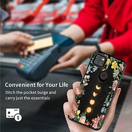 Torbica za novčanik Moon Flower za Motorola One 5G Ace/Moto G 5G sa skrivenim držačem kartice, dvoslojni Slot za hibridnu ličnu kartu Hard Back mekani unutrašnji Gumeni branik Flip Wallet Cover Shell