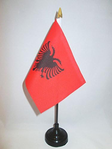 Zastava az Albanija stona Zastava 4 x 6 - albanska stona Zastava 15 x 10 cm - zlatni vrh koplja