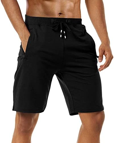 Boyzn muške atletske kratke hlače od 2 pakovanja udobne pamučne hlače za vježbanje elastične hlače za trčanje oko struka s džepovima