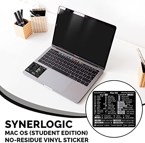 Synerlogic Mac OS referentna naljepnica za prečicu tipkovnice, laminirani vinil bez ostataka - za bilo koji Macbook Air / Pro / IMAC