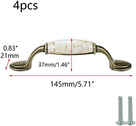 Curqia 4 Pack Antikni mramorni pukotine Pull Cink Legura bundeve ručka za ormar / ormar / ormar, centar do centra 96mm / 3,78