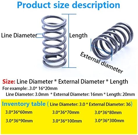 Ahegas Springs Springs Springs Spring Spring Spring Obećani žica Prečnik 3.0mm, Vanjski prečnik 36 mm, dužina 60mm-300mm Teleskopska