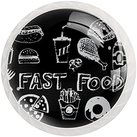 12 kom Bijela okrugla ladica ručka ikone brze hrane simboli crna pozadina
