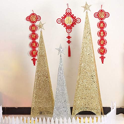 Caixin Chrsitmas stablo toranj kovanog željeza Božićni ukras užaren radne površine ukras za tržni centar Nema baterije-crvena 5ft