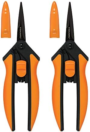 Fiskars 399241-1002 makro-tip makaze za orezivanje, noževi koji se ne lijepe, 2 broja, gleterica za vrtnu sadnju narandže i sjemena