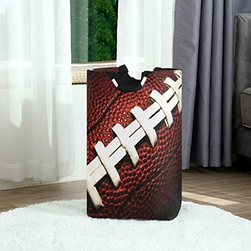 ALAZA velika korpa za veš Američki fudbal Close up torba za veš korpa sklopiva Oksfordska tkanina elegantna kanta za kućno odlaganje sa ručkama, 22,7 inča