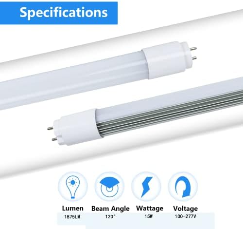 Sokply T8 LED cijev svjetlo 2ft hibrid tipa A+B 15w 1875LM 24inch svjetlo LED sijalica, 4000K hladno bijelo, fluorescentna zamjena, Plug and Play ili balast Bypass, Dual-End, UL & DLC navedene