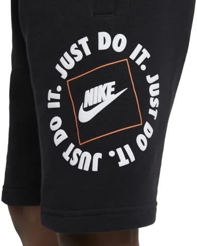 Nike Boys Crna' Just Do It ' Sportska Sportska Sportska šorc, podignuta podebljana slova logotipa, udobno brušeno runo, 2 prednja džepa ,stil DC7247 / boja 010, veličina velika