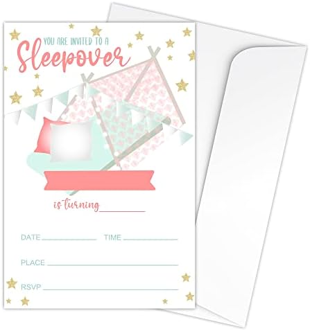ZODVERY BOHO GLAM SLEEPOVER Rođendanske pozivnice za rođendan - Glamping Party isporuke za djecu, dječake ili djevojčice - 20 Popunite
