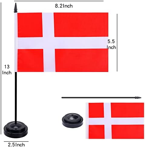 FWIW Danska Dans Zastava Danska Stolna zastava Mali mini Danska Office Desk za zastave sa postoljem za postolje, Zemlje Nacionalni festival Događaji Početna Uredski uređivanja