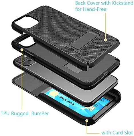 iPhone 11 Pro Max Case, Casewind iPhone 11 Pro Max Clen Clip Holster Slim Combo Shell sa Schickstand Swivel TPU Čvrstog branika Potpuna zaštitna zaštitna poklopac za iPhone 11 Pro MAX6.5, crna