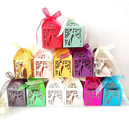 Vikenner 100pcs Laser Hollow Valentinovo Box Candy Box Store Sweets Cookies i zabavni pokloni 5x5x8cm
