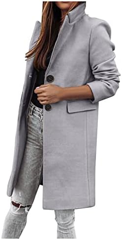Ženska jakna od umjetnih vunene kapute dame padne duga duga dugačak kaput od cijevi elegantni gumb kaput džepna jakna