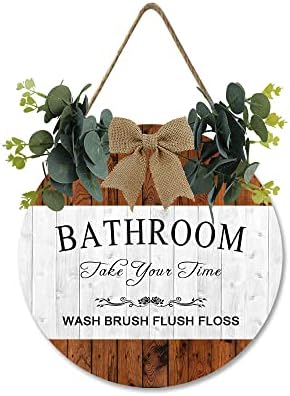 Kupaonica na znaku kupaonicu okrugli znak vintage drvena kupaonica riječ zidna ploča ukras smiješno kupatilo