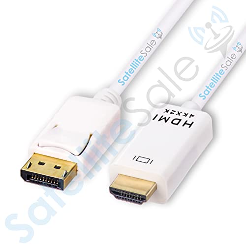 SatelititesAle Uni-usmjereni DisplayPort do HDMI kabl mužjak do muškog 4k / 30Hz 8,64Gbps univerzalna žica PVC bijeli kabel 3 metra
