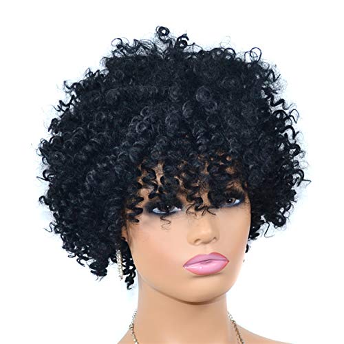 ženske perike zamjena kose perike kratke sintetičke perike za žene crna boja otporna na toplotu Kinky Loose Curly perika 12 inča dužina
