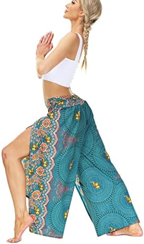 Arktička kraljica Žene prorez širokih pantalona za noge Ležerne plaže Boho Baggy Yoga Print Hippie Bohemian Pilate plesne pantalone