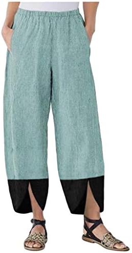 DSODAN pamučne pantalone plus veličina, elastična struka široka noga palazzo joga capris udobne modne vrećice sa džepom