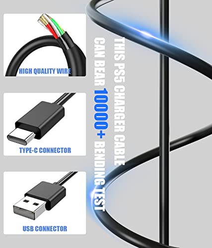 PANPEO USB C kabl za punjenje kompatibilan sa PS5 kontrolerom, 2 paketa 6.6 Ft kabl za brzo punjenje USB Tip c kompatibilan sa Playstation