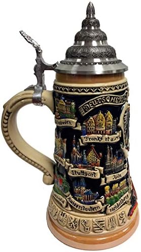 Pinnacle Peak Tradeng Company Deutschland njemački gradovi sa orao poklon kutijama Le Beer Stein .4 l Napravio je Njemačku