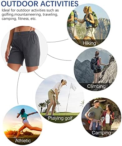 Feixiang ženske golf kratke hlače Brze suho lagane kratke hlače za ženske planinarske gaćice sa džepovima sa zatvaračem vodootporne