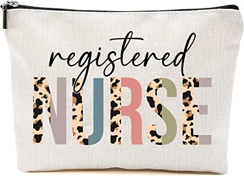 HtDesigns Registrovana medicinska sestra kozmetička torba - Leopard Registrovana medicinska sestra za medicinu - Pokloni za registrovanu