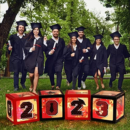 Meonum Graduation Decorations klasa 2023, 4 kom diplomirane balonske kutije sa LED svetlosnim žicama, čestitke grad kapa, Grad 2023