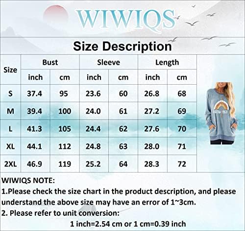 Wiwiqs Womens casual crew vrat duge ispisuje duks plus veličine tunike dugih rukava s džepovima