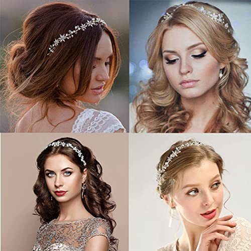 EneQutum vjenčane mladenke rhinestone trake za glavu, kristalne Headpieces princeze Headbands, Flower Beaded Hair Vine Bride Wedding