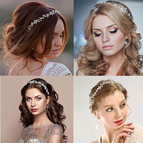 EneQutum vjenčane mladenke rhinestone trake za glavu, kristalne Headpieces princeze Headbands, Flower Beaded Hair Vine Bride Wedding Prom Flower Girl Hair Accessories For Women and Girls