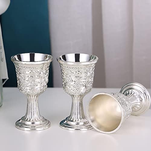 Zerodeko Vintage Decor pehar Shot Glass Metal reljefni pehar čaša za vino Vintage čaša za piće čaša za kalež pehar za kućne potrepštine