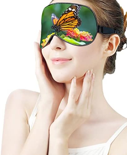 Monarh leptir na cvijećem maski za spavanje za spavanje sa podesivim remenkim blokovima svjetlosnog noćnog rundera za putovanja Spavanje