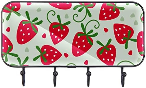 Red Sweety Jawberry uzorak Print CAPE nosač zida, ulazni nosač kaputa sa 4 kuka za kapute kaputi za ručnik torbica ogrtači kupaonica