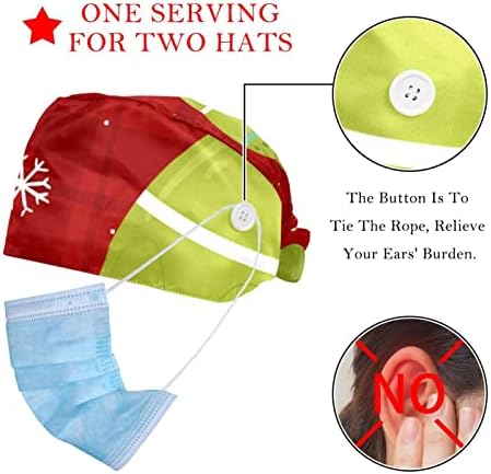 Božić Holiday Ball 2 pakovanja Podesiva Radna kapa sa dugmadima elastični šeširi šal za glavu sa trakom za znoj