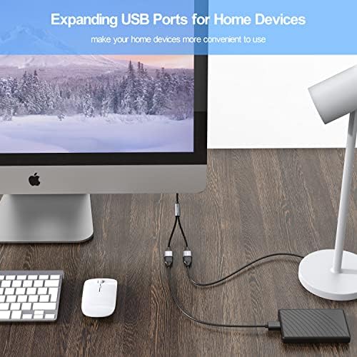 ANDAPA USB C muški na Dual USB Ženski Adapter, USB C na Dual USB razdjelnik za MacBook Pro / Air, iPad Pro / Air, Microsoft Surface,