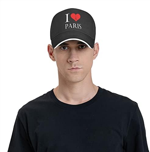 Unisex I Love Paris Eiffel Tower Baseball Hat, Heart bejzbol kapa Podesivi kamiondžija kapa za muškarce