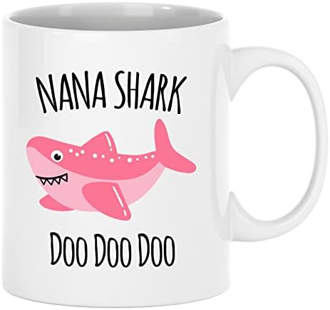 Exxtra pokloni Nana Shark šolja Funny doo doo kup za baka baka poklon od unučadi 11 Oz Bijelo