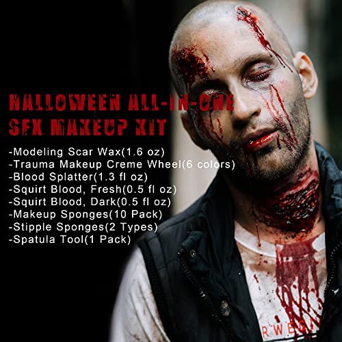 DELISOUL Trauma SFX komplet za šminkanje,Halloween profesionalni komplet za šminkanje specijalnih efekata,sve-u-jednom FX Protetika
