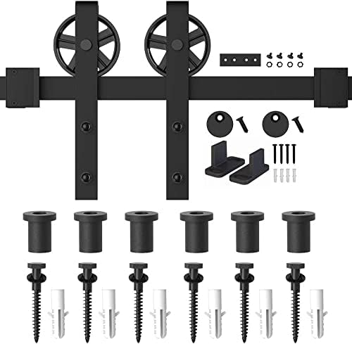 WINSOON 5-16ft Jednokrevetna klizna kotrljana vrata hardvera za vrata 8ft Basic Black Big Good Roller garaža ormar Closet Carbon čelik