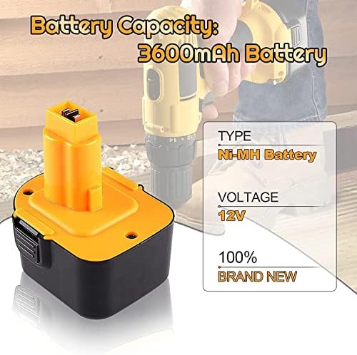 Zuliati nadograđen 3600mAh NI-MH baterija kompatibilan sa DEWalt 12V baterijom XRP DW9071 DW9072 DW9071 DW953 DE9037 DE9071 DE9072