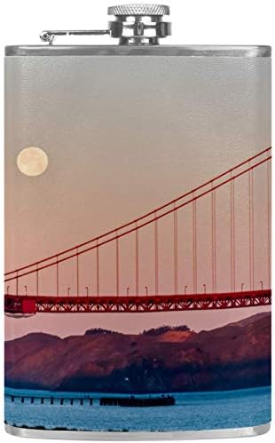 Hip tikvica za tečnost od nerđajućeg čelika nepropusna sa lijevkom 7.7 Oz kožna navlaka odlična ideja za poklon tikvica - Golden Gate