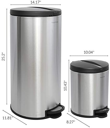 Spremnik HPM1003B Oscar okrugli 8-galon Step-Open Kantu s besplatnim mini smećem, moderno, otpričaj za otisak prsta za dom, kuhinja,