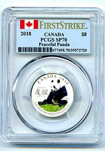 2018 CA Kanada .9999 Srebrno panda mirno prijateljstvo rijetko prvo štrajk 8 USD SP70 PCGS