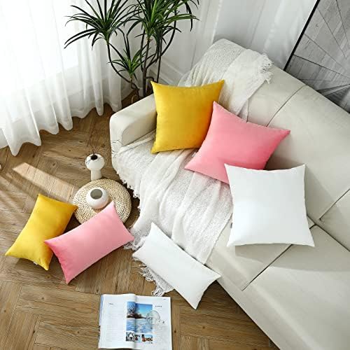 Yashlie Velvet jastuk pokriva čvrste boje, kvadratni ukras, idealan za kauč na dnevnu sobu spavaća soba bijela 18x18 inča, set od