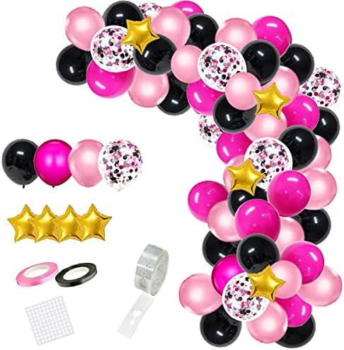 Rose Red Black Pink Balloon Garland Arch Kit - 113 kom Rose Red Balloons Hot Pink Black Pink Balloons za Hording Rođendan za borbu