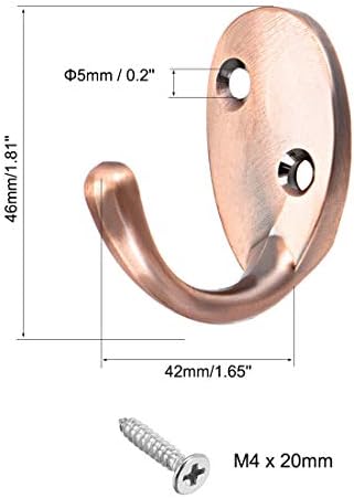 Uxcell Zidna kuka Robe Kuke Jednobojni vješalica za vješanje, legura cinka, bakreni ton
