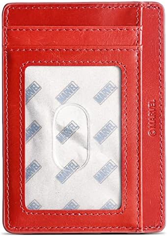 IRON SPIDER muški novčanik，Monolayer tanak minimalistički prednji džep RFID blokirajući kožni džepni novčanik s Superherojskim paukom crvenim