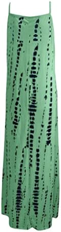 JXQCWY ženska kravata sa špageti remenom duga maksi haljina Casual sarafan za odmor na plaži bez V-izreza bez rukava
