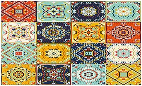 Mjeralna vintage turska keramička držač četkica za zube, šareni i patchwork dizajn etnički inspirirani uzorak ukrasni kvadrati, ukrasni