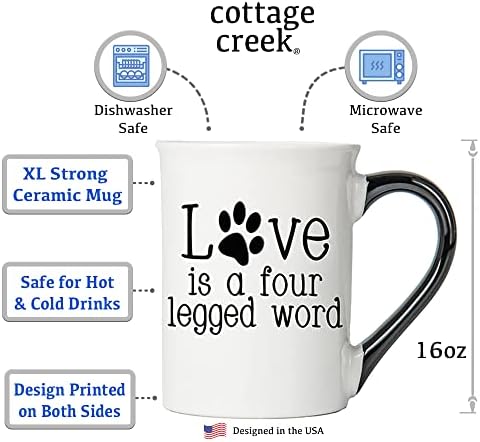 Cottage Creek Love je Četveronožna riječ pseća šolja keramička šolja za kafu za pse, 16oz, pokloni za pse Mama Tata tata